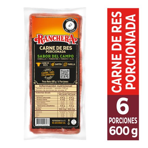 Carne Res Porcionada RANCHERA Sabor del Campo